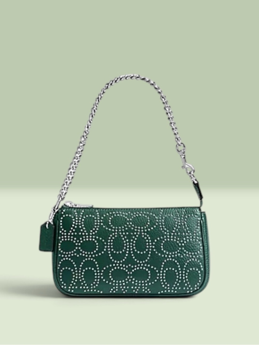 Coach NOLITA 19 WITH SIGNATURE RIVETS Emerald Green EUC